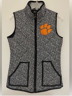 Clemson Gameday Couture Black & White Vest with Sequin Paw Logo NWOT